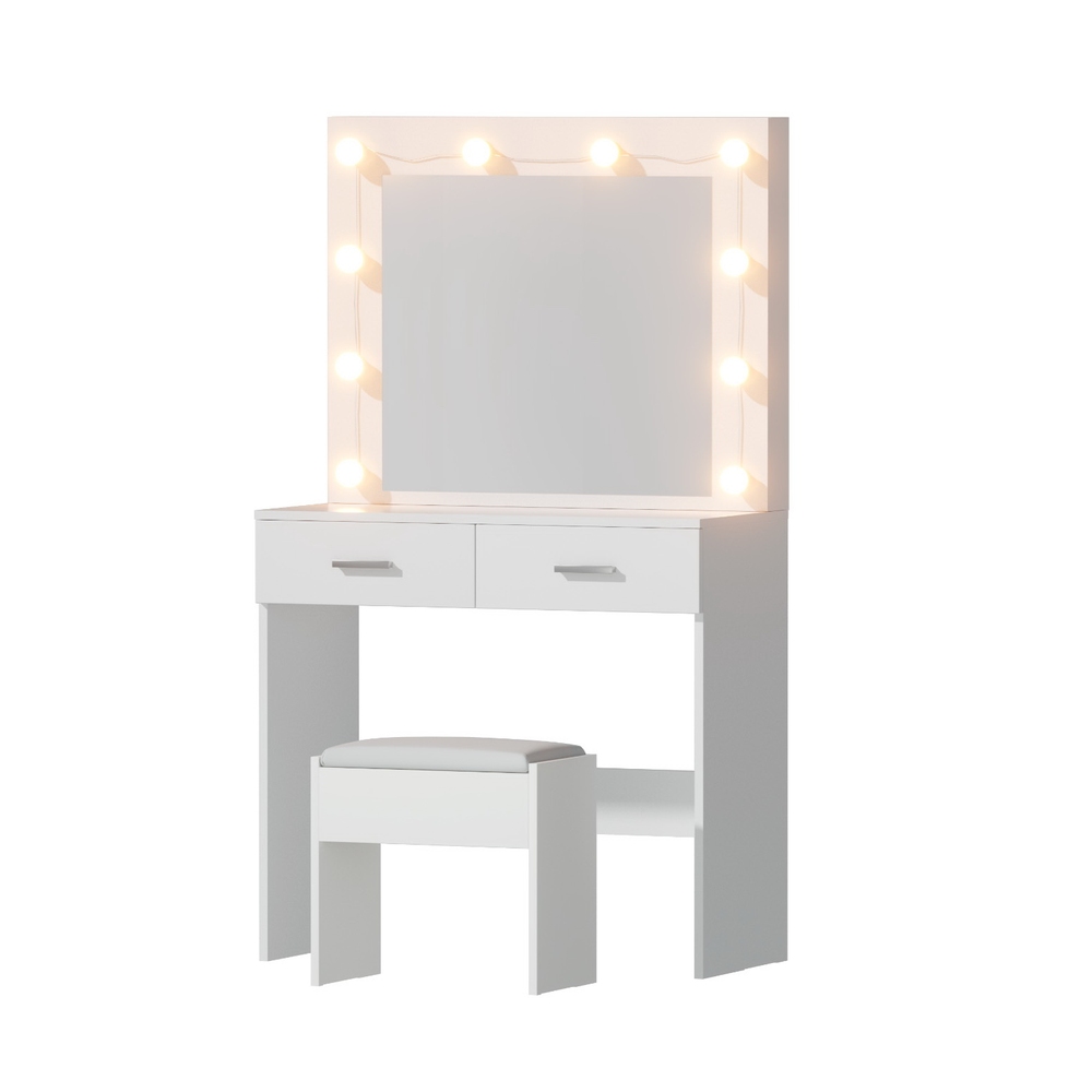 FUR-V-DRESS06-LED-WH-AB-202507101416-00 Artiss Dressing Table Vanity Desk Set Stool 10 Led Bulbs White - Image 1