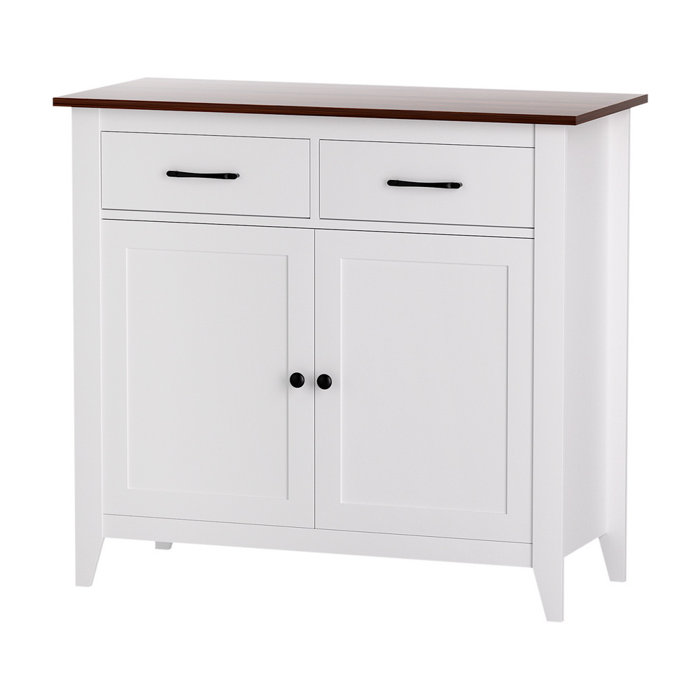 FUR-Z-SID90-WH-AB-202509031810-00 Artiss Buffet Sideboard Storage Cabinet Kitchen Cupboard Hallway 2 Drawers White - Image 1
