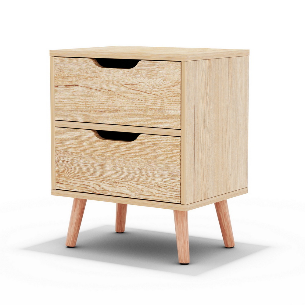 FURNI-L-SCAN-BS01-WD-202508051112-00 Artiss Bedside Table 2 Drawers Nightstand - BODEN Pine - Image 1