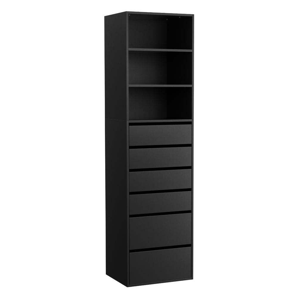 FURNI-N-CDR-6D3S-BK-AB-202509021613-00 Artiss 6 Chest of Drawers Tallboy Cabinet Black - Image 1