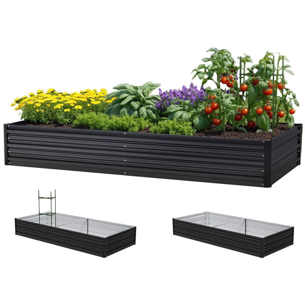 GARDEN-AG-290-CL-202507181436-00 Green Fingers Raised Garden Bed 2 Pcs 210x90cm Planter Box Container Galvanised Metal Outdoor - Image 1