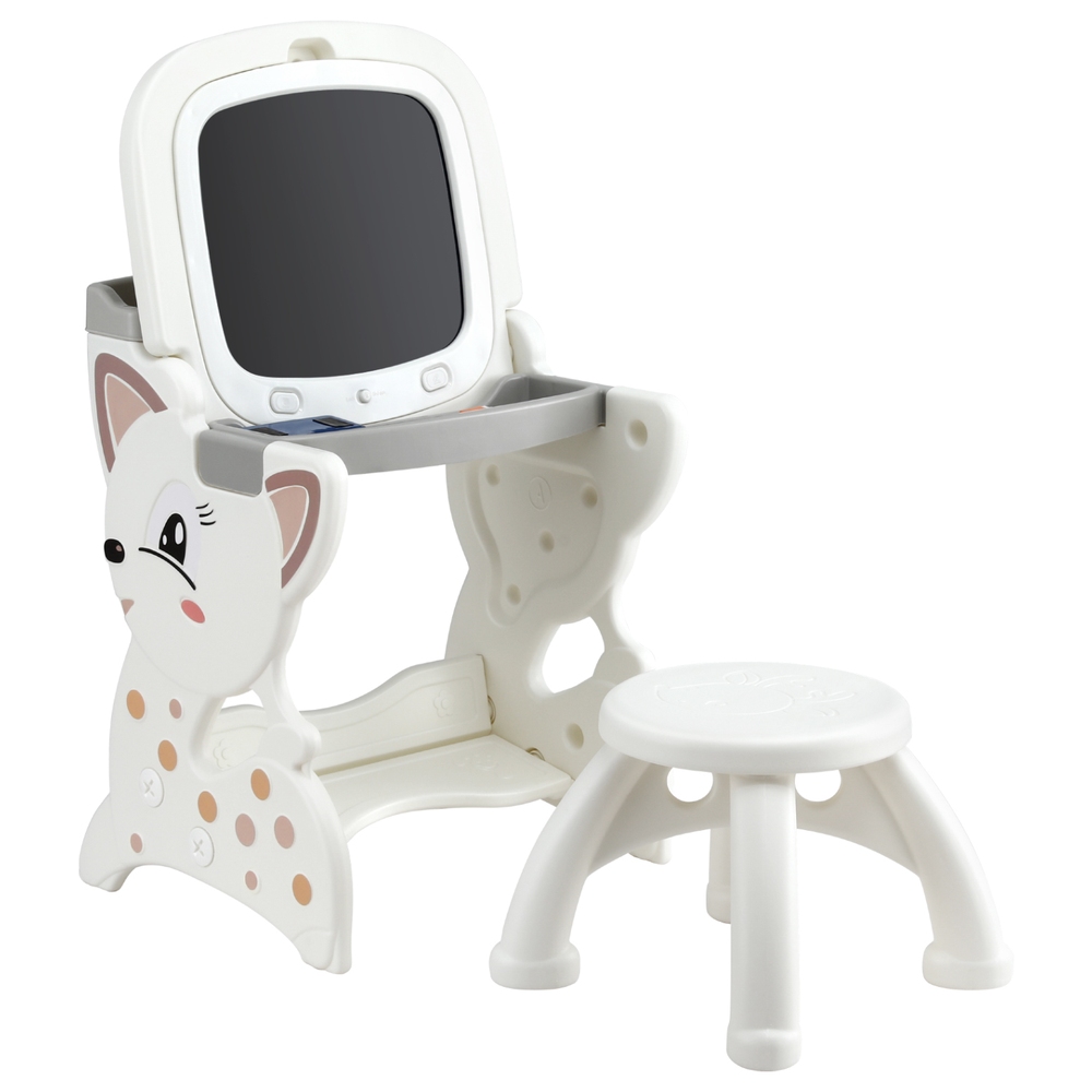 KTC-A-2IN1-LCD-202508061850-00 Keezi Kids Table and Chair Set 2 in 1 Easel Desk Stool w/ LCD Writing Tablet - Image 1