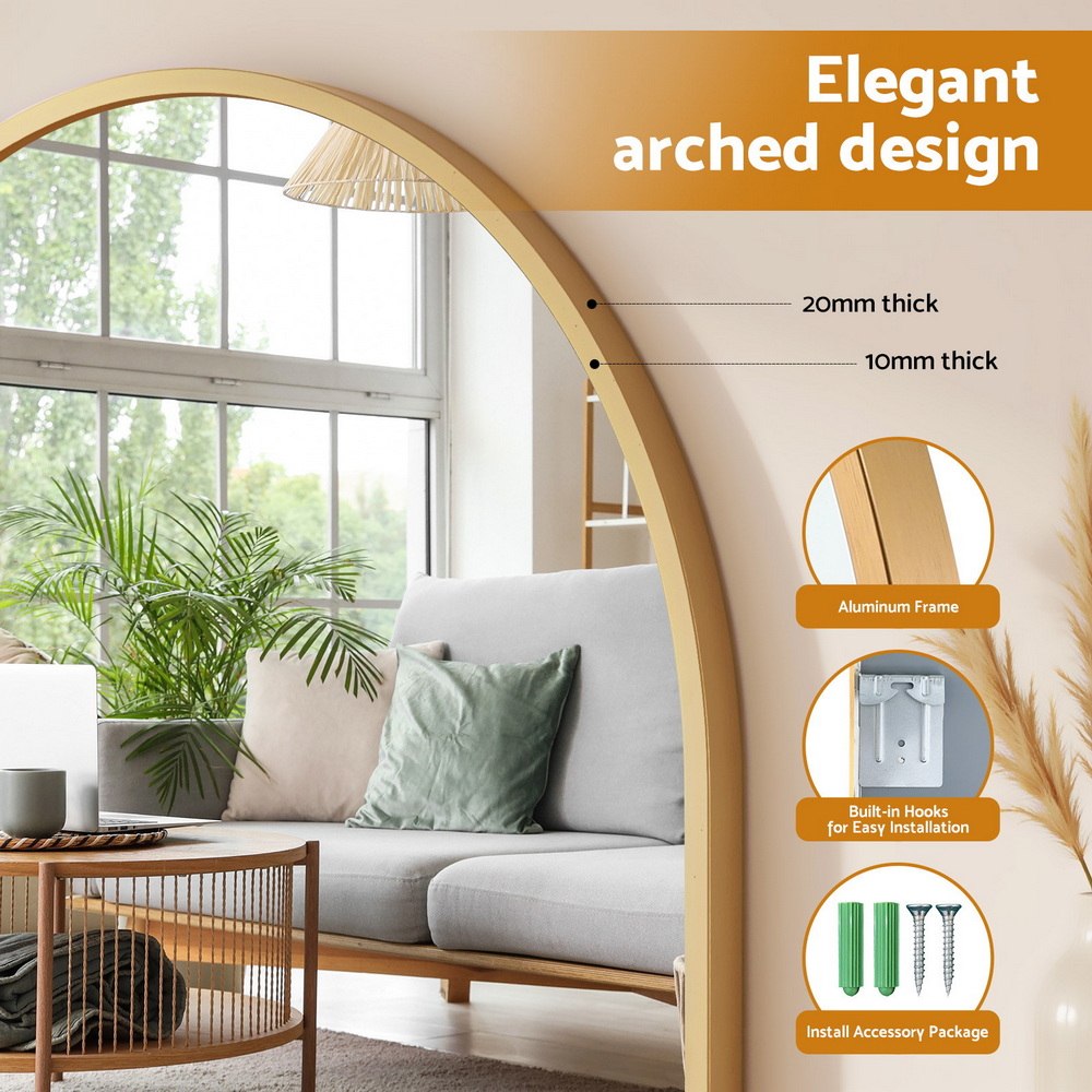 MM-E-WALL-OVAL-GD-5086-202509041906-04 Embellir 86x50cm Arched Wall Mirror Vanity Makeup Home Decor - Image 1