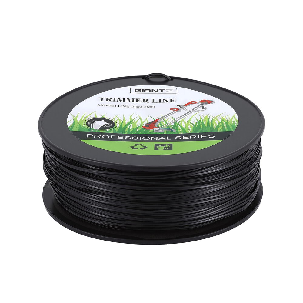 MOWER-LINE-100M-3MM-202507221506-00 Giantz 100M Whipper Snipper Trimmer Line 3.0mm Star Nylon String Cord Black - Image 1