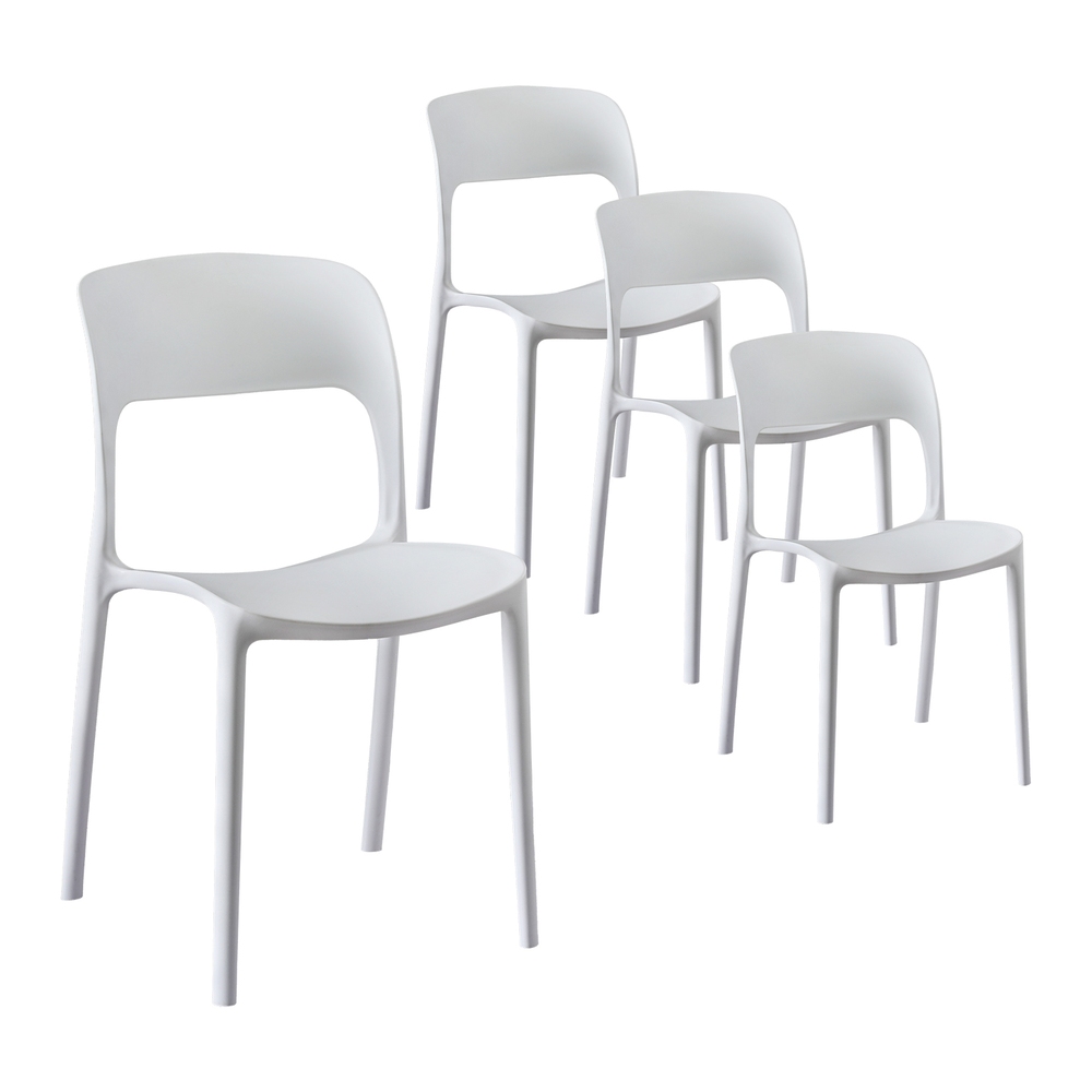 ODF-CHAIR-PPTX14-WH-4X-202507181428-00 Gardeon 4PC Outdoor Dining Chairs Stackable PP Patio Chair Garden Furniture White - Image 1