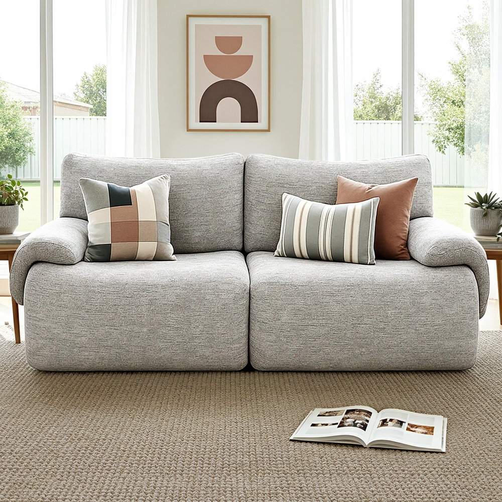 SB-COMP-FAB-GY-AB-202509081952-06 Artiss 2 Seater Sofa Modular Sectional Sofas Couch Bed No Assembly Living Room Grey - Image 1