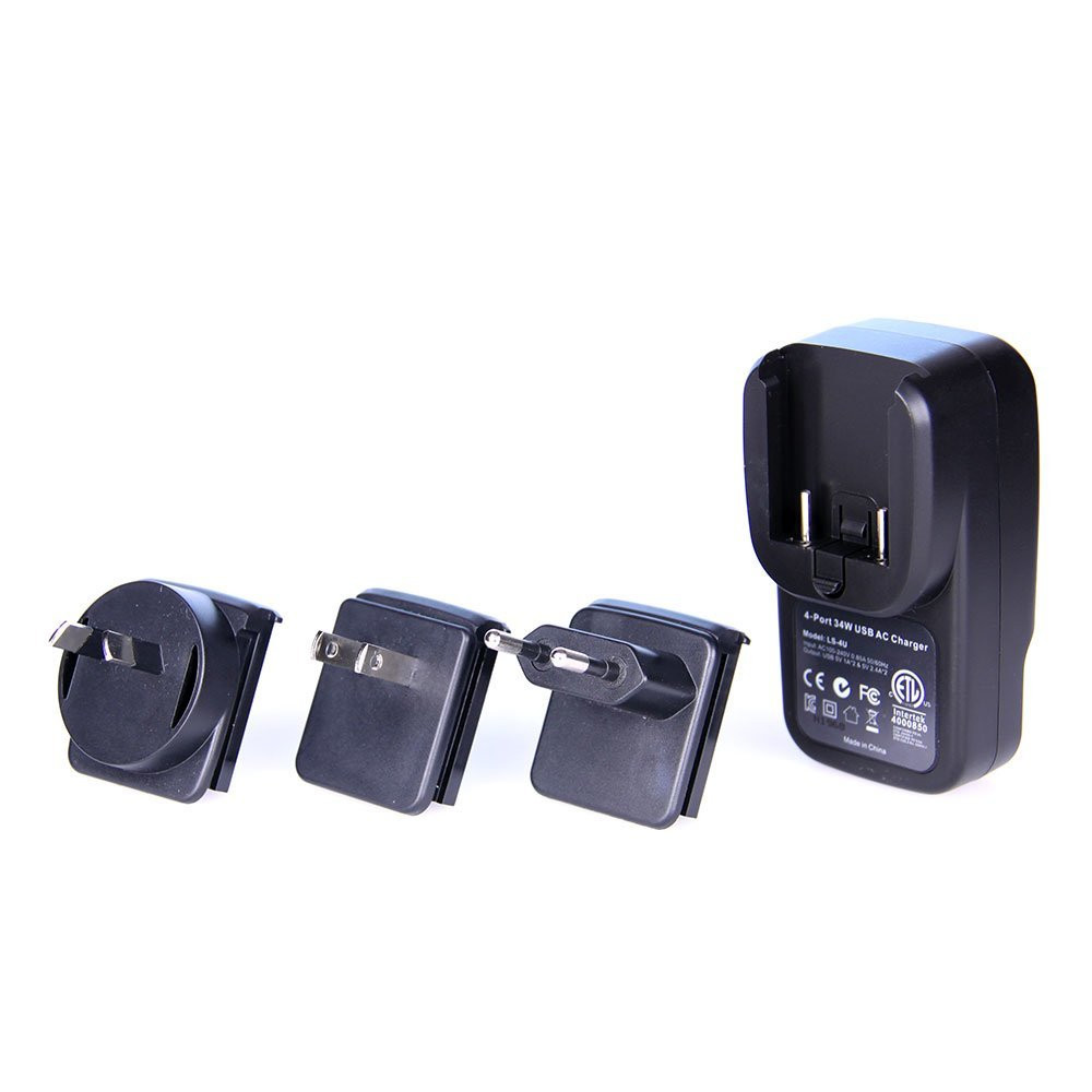 V1031-PW-4TRAVEL-202507251012-00 Laser 4-Port USB Travel Charger with Global Adapters - Image 1