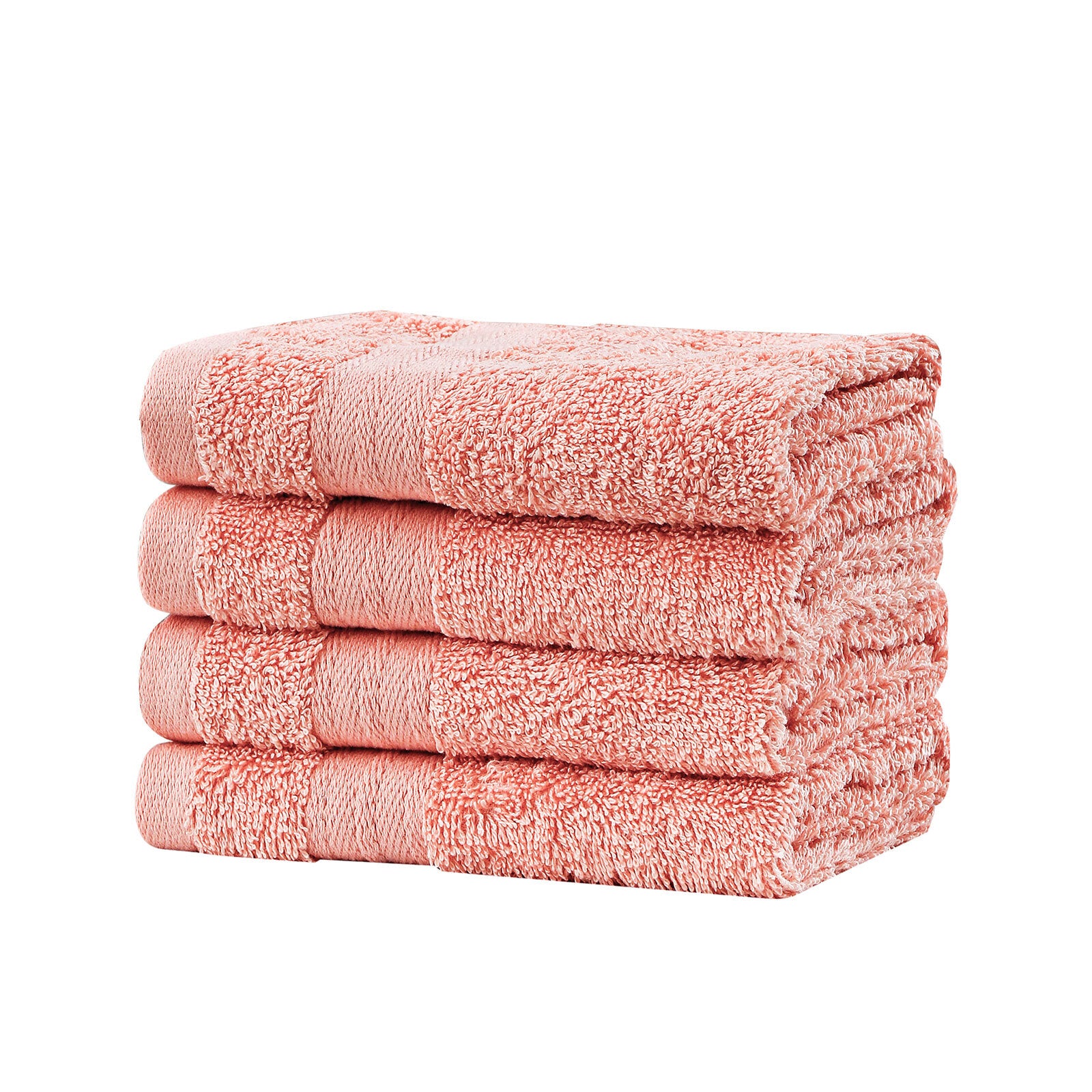 V1060-TOWPAK03CO-202508141945-00 Samland Premium Cotton Washcloths 4-Pack Quick-Dry Face Towels Set-Coral - Image 1