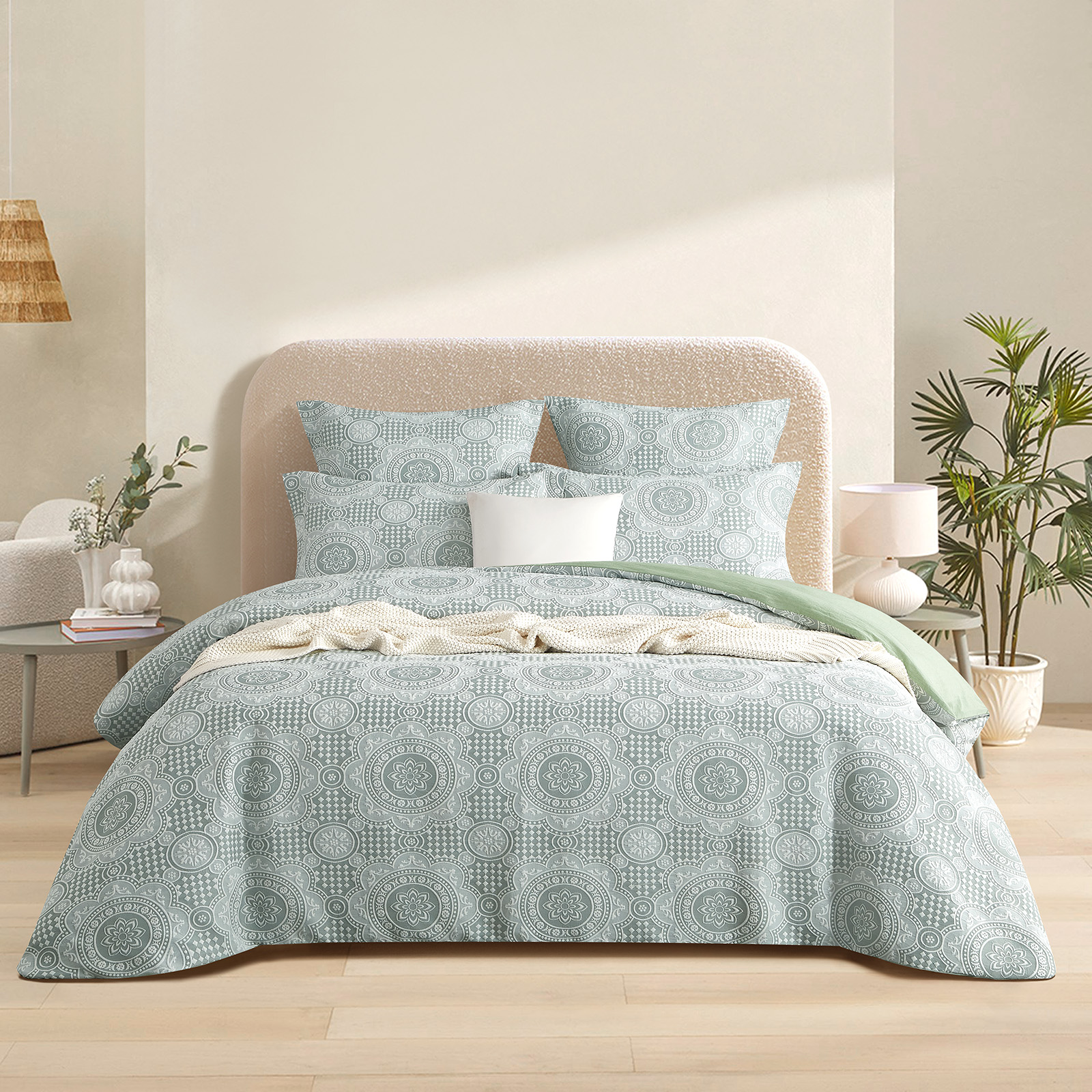 V107-SH331225-202507250950-00 Rizz Sage Jacquard Super King Quilt Cover Set by Renee Taylor - Image 1