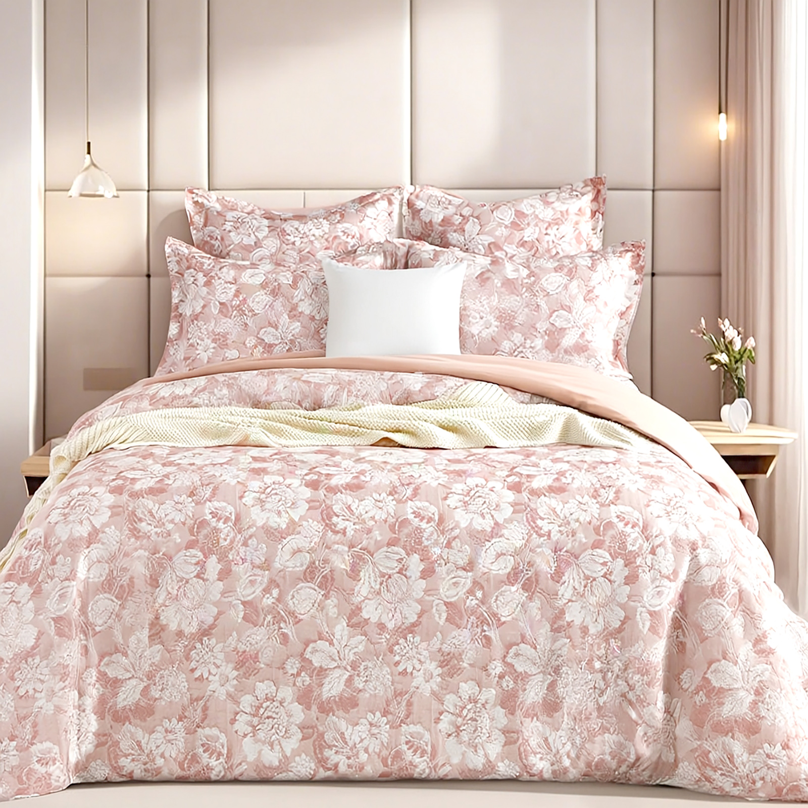 V107-SH331330-202507250955-00 Aura Blush Jacquard European Pillowcase by Renee Taylor - Image 1
