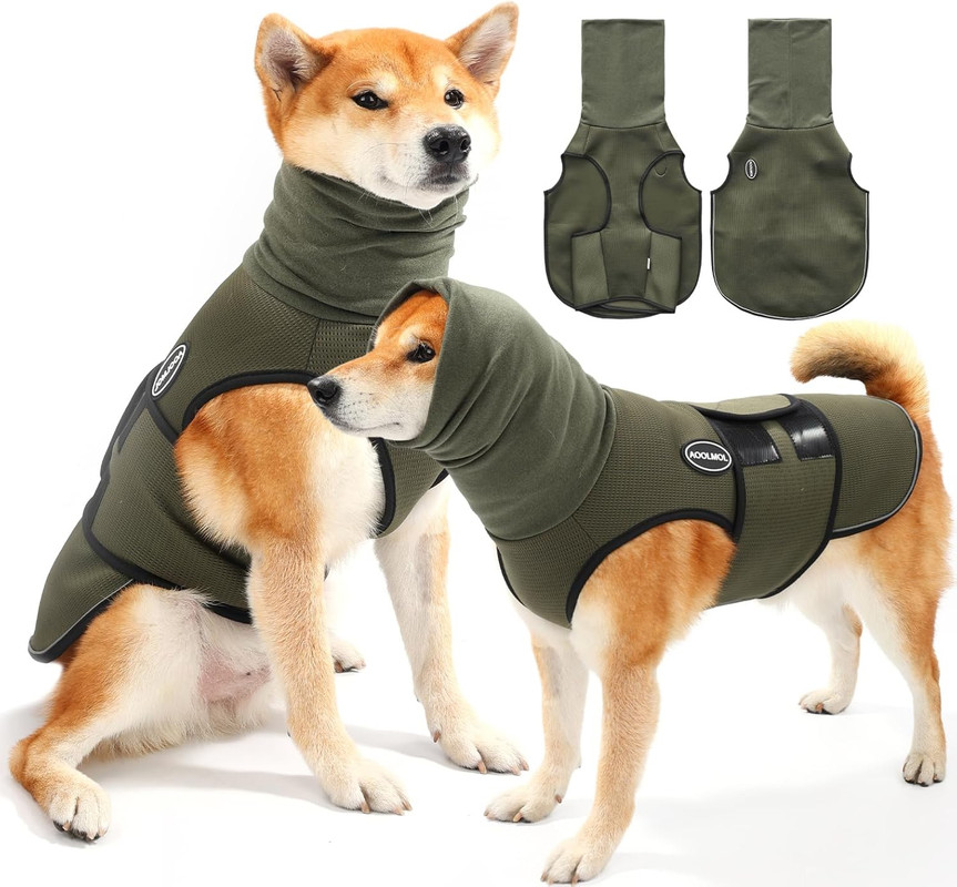 V1079-DOGJACKET001XXLG-202508251836-00 Dog Anxiety Vest and Coat, Vet Visits and Separation - Keep Pet Calm, Dog Jacket for Thunder, Fireworks, Anti Anxiety Vest for Dogs and Cat Body and Ear, Green, XXL - Image 1