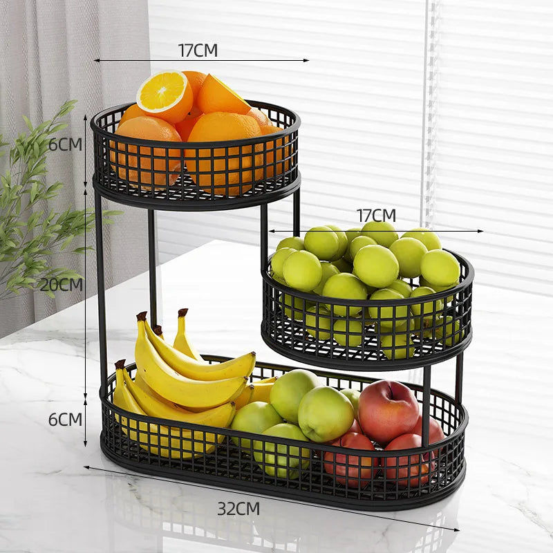 V178-62255-202508050930-00 Black Stainless Steel Fruit Basket Storage - Image 1