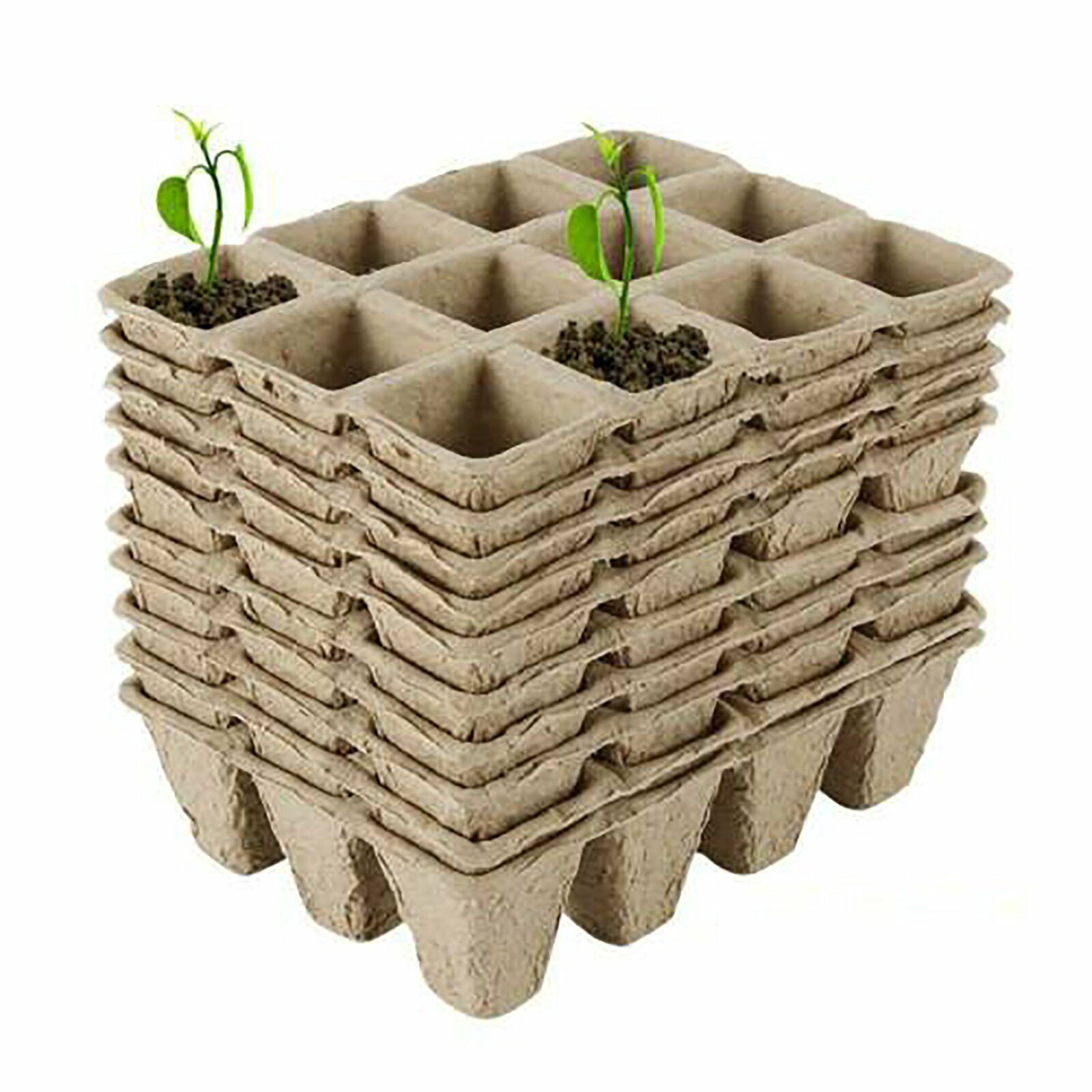 V178-66812-202508051040-00 10pcs Biodegradable Seedling Trays 12-Hole Garden Starter - Image 1