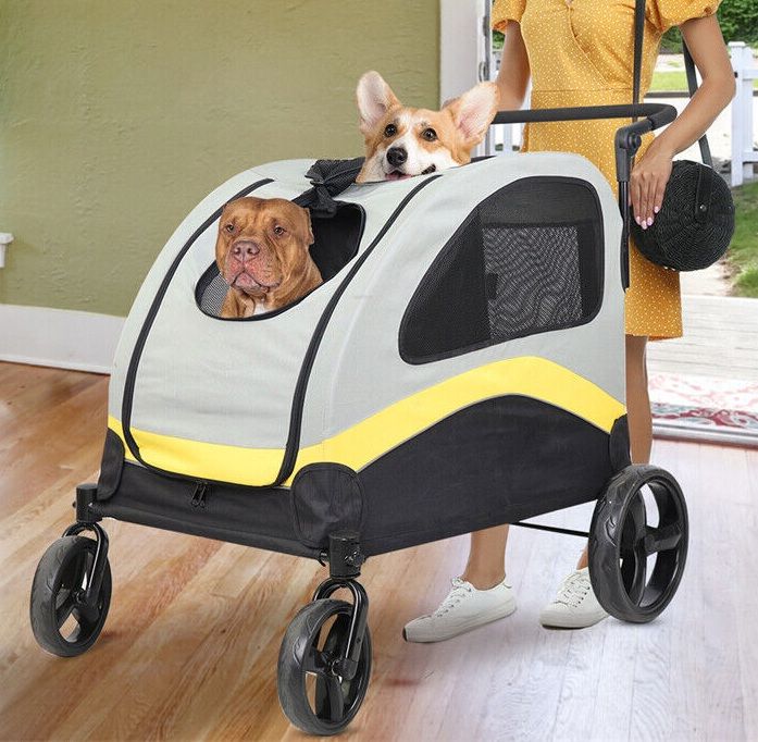 V178-66839-202508051010-00 Dog Stroller w/ Divider, Foldable Pet Cart - Image 1