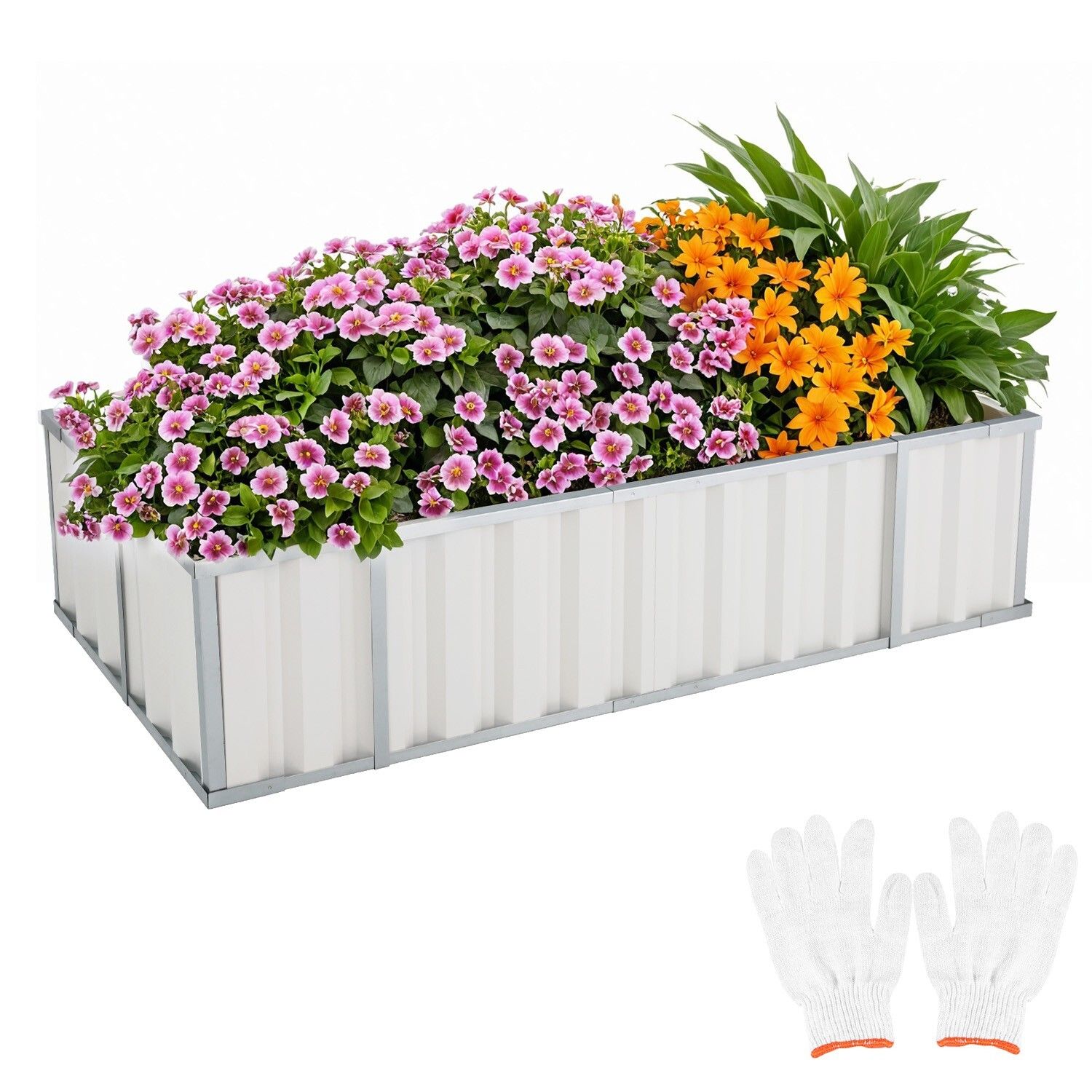 V178-66917-202508050910-00 Galvanised Steel Raised Garden Rectangle Bed 160x80x42cm No-Screw Oval - Image 1