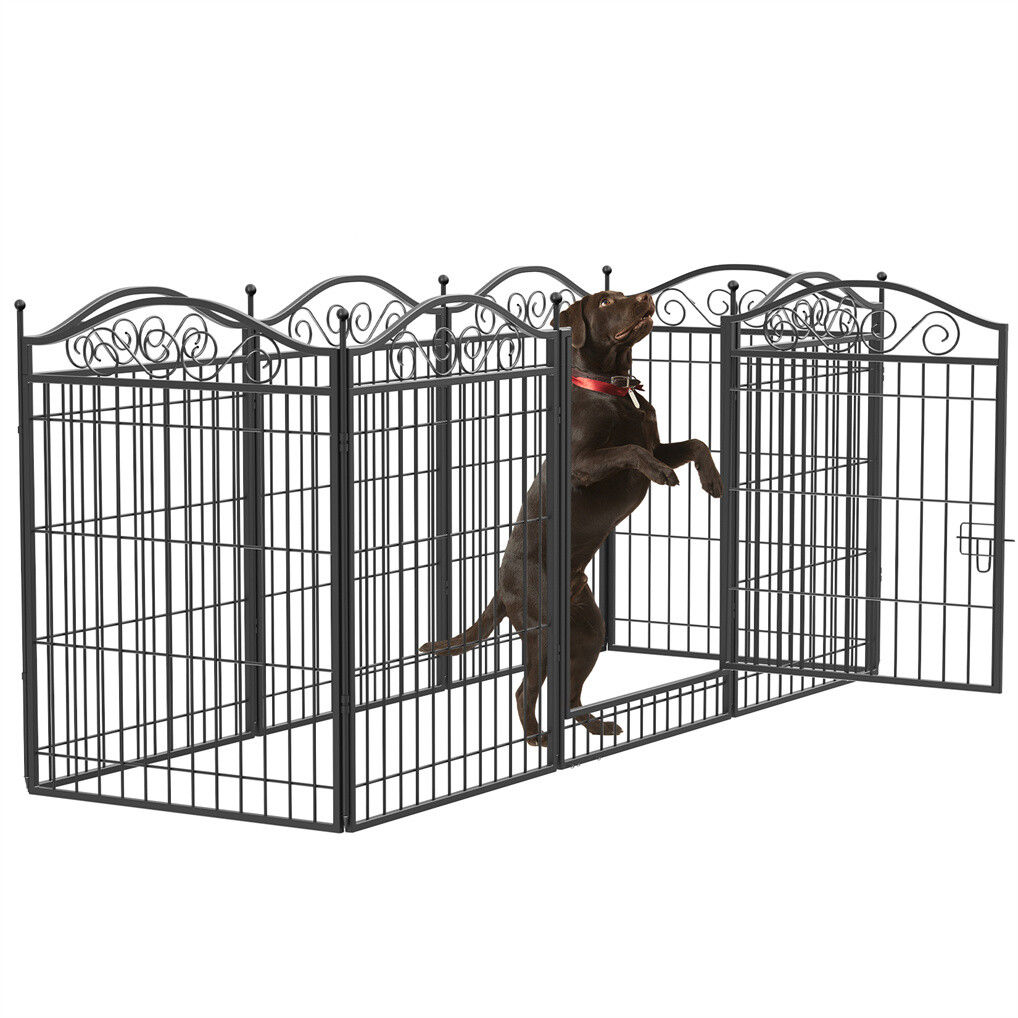 V178-66945-202508050925-00 16 Panel Pet Playpen Gate Extension w/ Lockable Door Large Dog Cage - Image 1