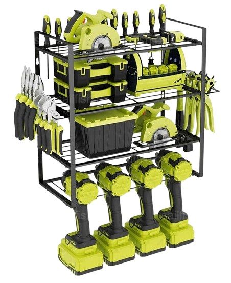 V178-66957-202508050930-00 4-Layer Heavy Duty Drill Holder Wall Mount Tool Rack Organizer, - Image 1