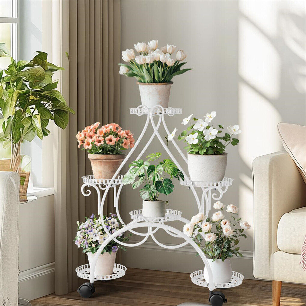 V178-66992-202508050945-00 Movable Metal Plant Stand Garden Cart Indoor/Outdoor Decor - Image 1