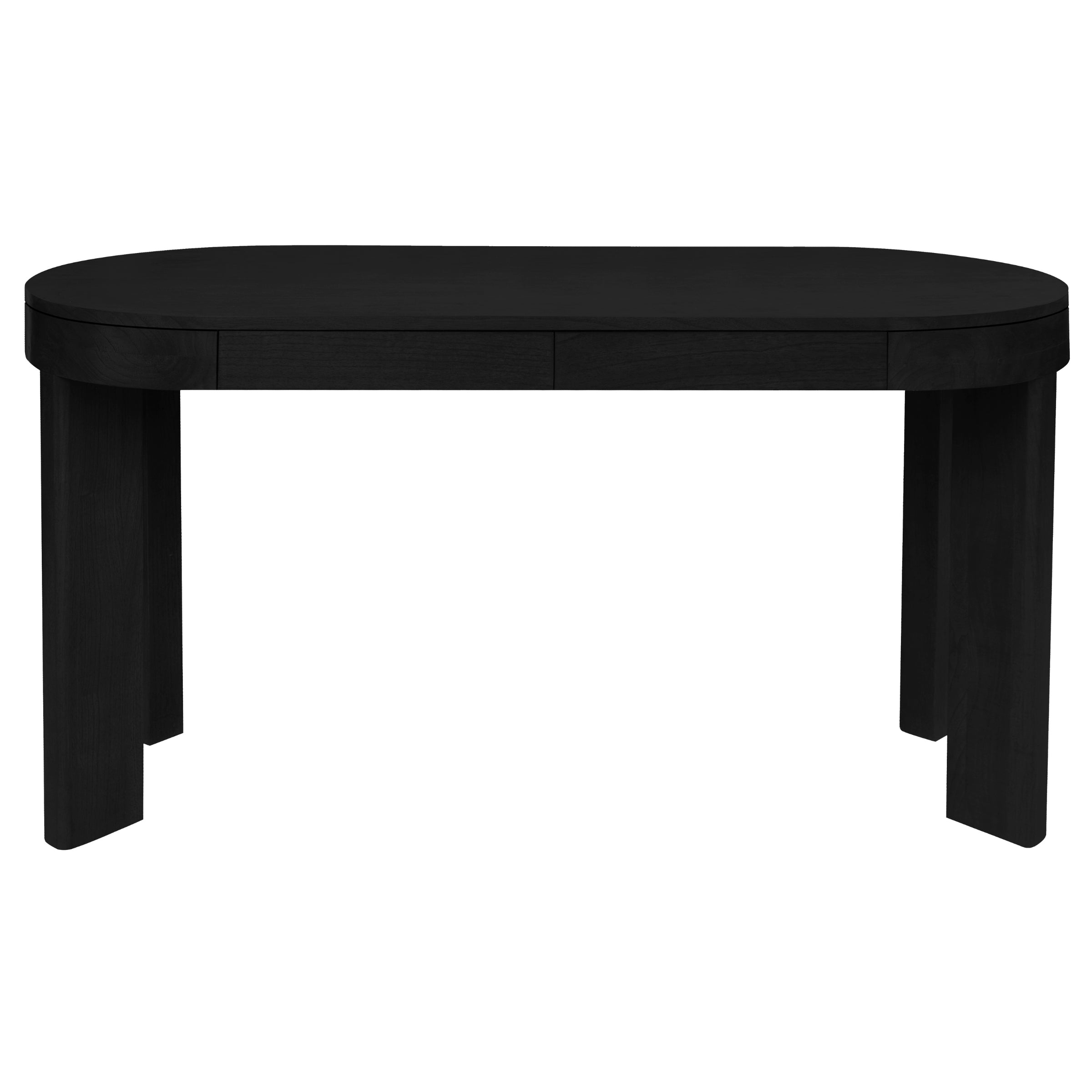 V199-DK002BWBW-202509091015-00 Brentwood 2 Drawer Oval Desk (Black) - Image 1