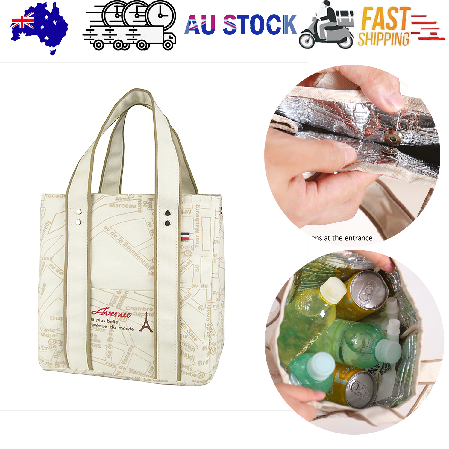 V201-W12583123-202507071032-00 Portable 22*11.5*25cm Insulated Lunch Bag Food Container Picnic Storage Handbag - Image 1