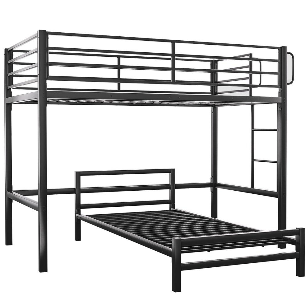 V219-BEDSBBKSL7GA-202508111516-00 KINGSTON SLUMBER Single Loft Bed And Single Underbed, Multifunctional, Space Saving with Fixed Ladder, Matte Dark Grey - Image 1