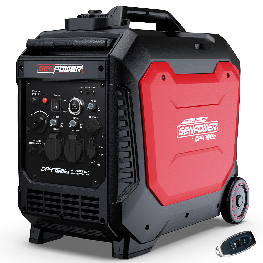 V219-GENPTRGN47SA-202509101430-00 GENPOWER 4.7kW Peak 3.8kW Inverter Generator, Push Button & Remote Start, Portable w/ Wheels, Camping, Backup, Mobile A/C - Image 1