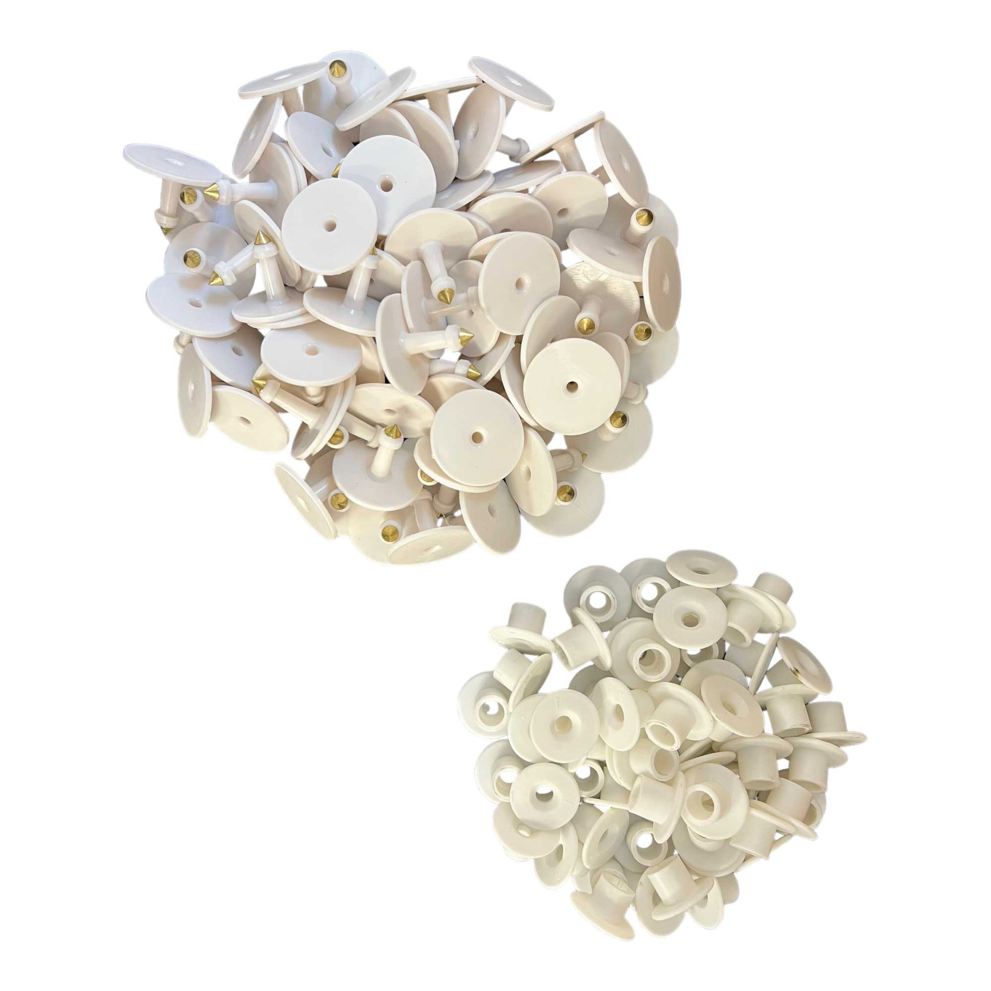 V238-SUPDZ-40208938074192-202507311510-00 100x Cattle Ear Tags Set - Round White Blank Pig Sheep Goat Cow Livestock Label - Image 1