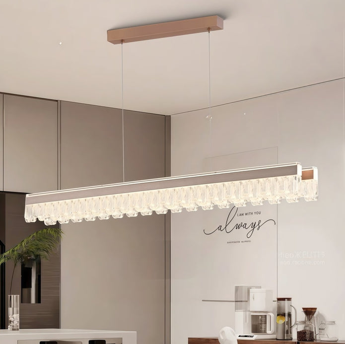 V255-BAM-A188-COFFEE-12M-202507281715-00 BAMDECOR A188 Nordic Dual Linear Dimmable Acrylic Kitchen Dining Table Pendant Light Minimalist Modern Lighting (Coffee) - Image 1
