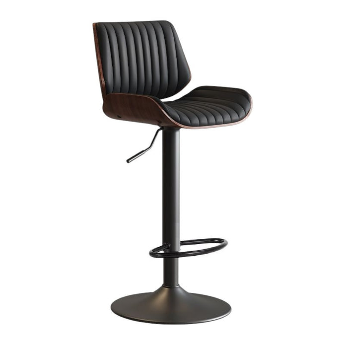 V255-SE-BS5518-BLACK-202508300015-00 SERENITà European Wooden Modern Bar Stools Bistro Stool with Rotating and Aerodynamic Multi-levelled(Black) - Image 1