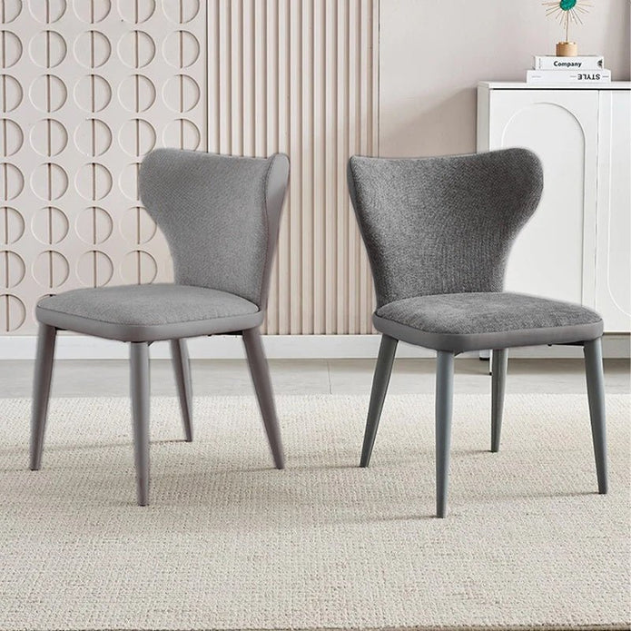 V255-VE-DICH-DGREY-908-202508191652-00 VELLUTO Modern Kitchen Dining Room Chairs Faux Leather Flannel Accent Chairs Metal Vanity Lounge Chair with Back for Living Room Set of 2 (Dark Grey) - Image 1