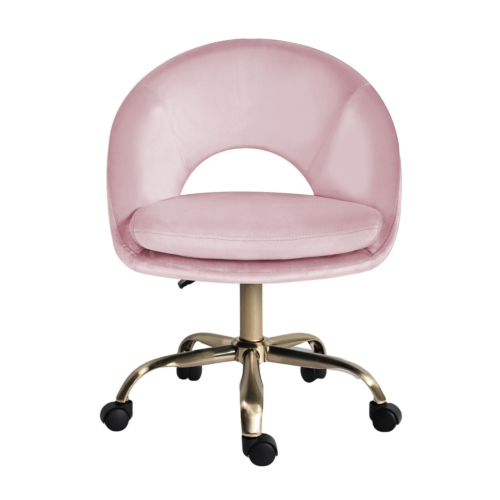 V274-FT-VOC-004GD-PK-202509231340-00 Office Desk Chair - Velvet Home Office Swivel Computer Seat COVE PINK - Image 1