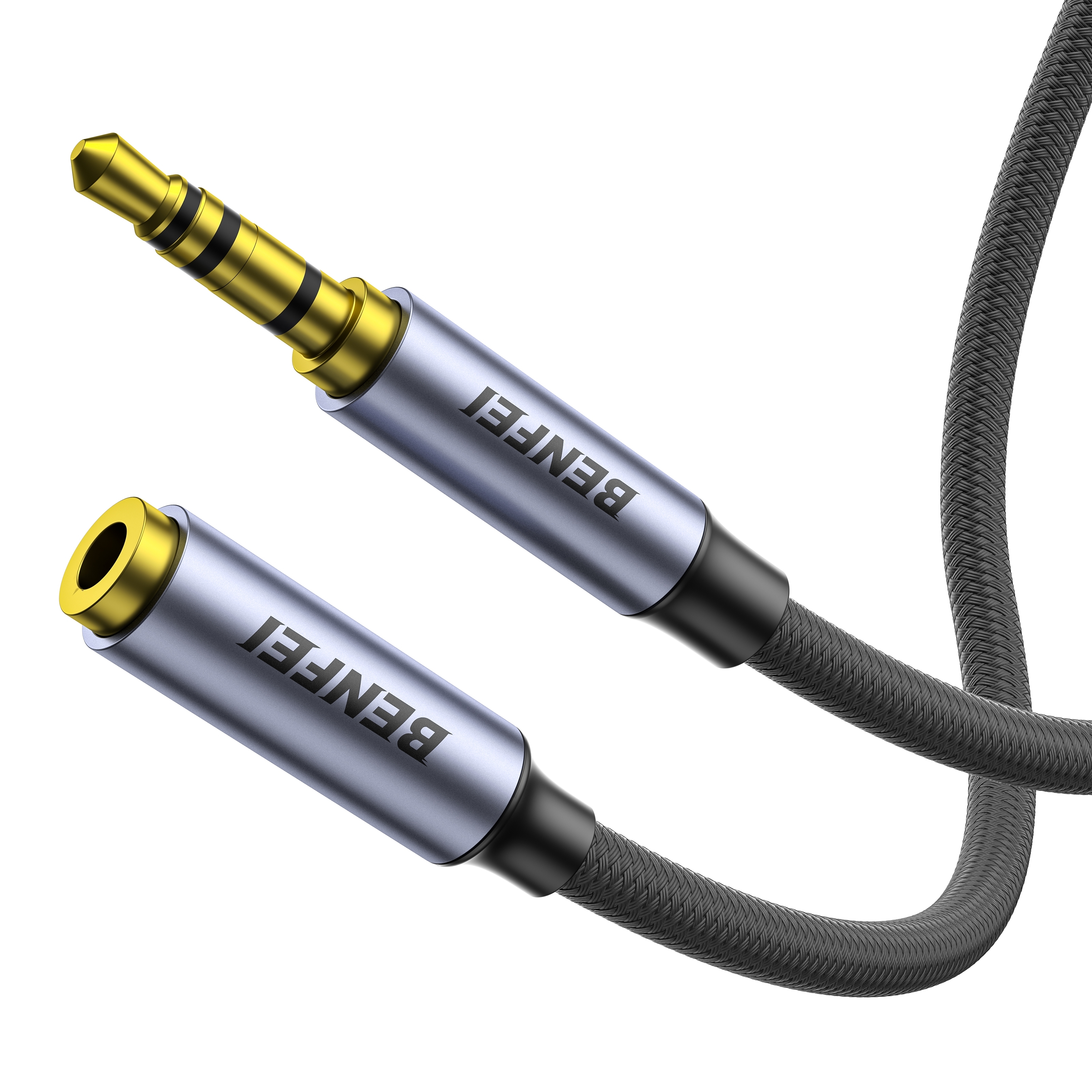 V28-ELEBEN421GY1M-202507301040-00 BENFEI 421GY 1M 3.5mm Male to Female AUX Extension Cable, TRRS 4-Pole Stereo Audio Jack Cord for Headphones, Microphone, Smartphones, PC, Laptop, Speakers - Image 1