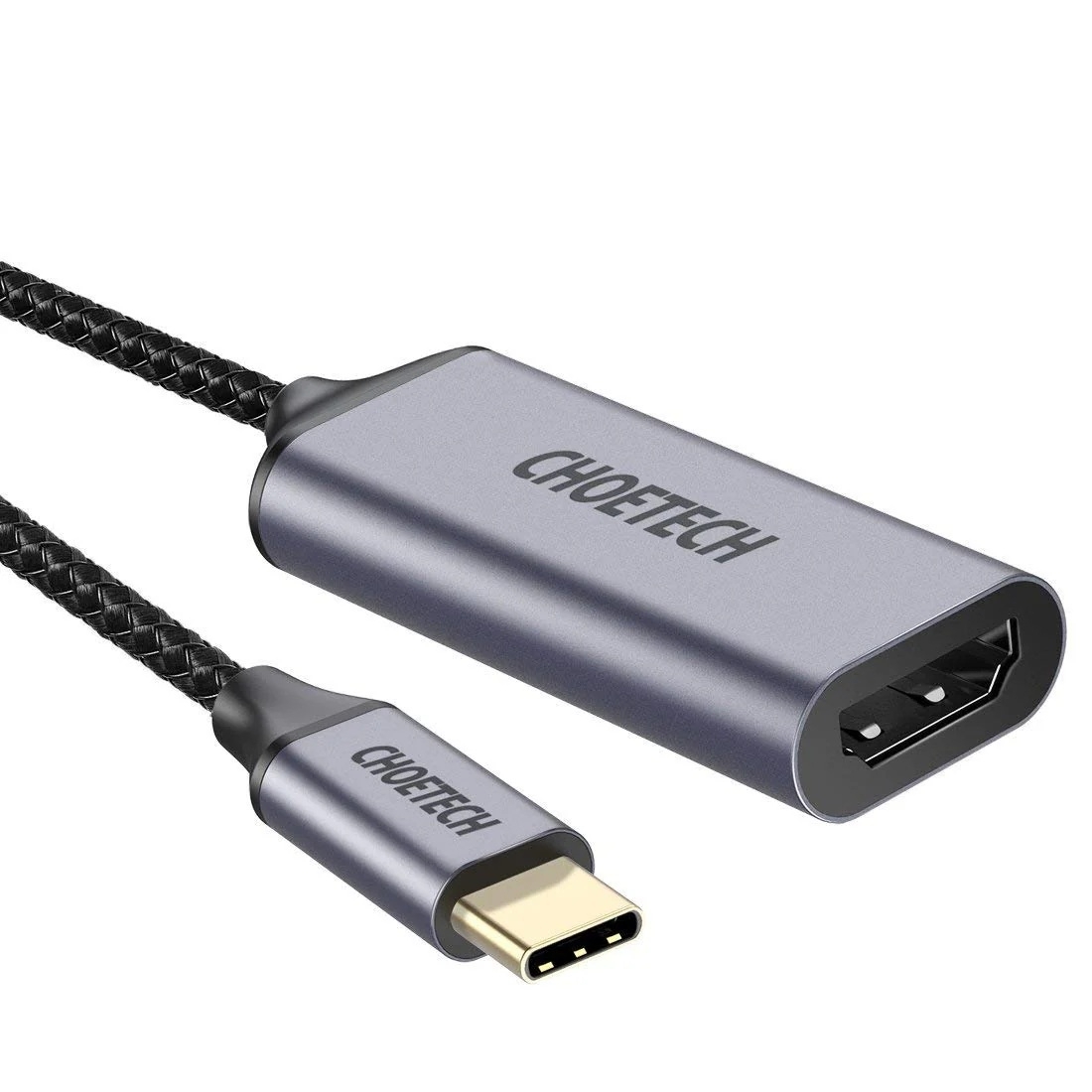 V28-ELECHOHUBH21-202508191020-00 CHOETECH HUB-H21 USB-C to HDMI 4k 60Hz Braided Video Cable Cord Adapter - Image 1