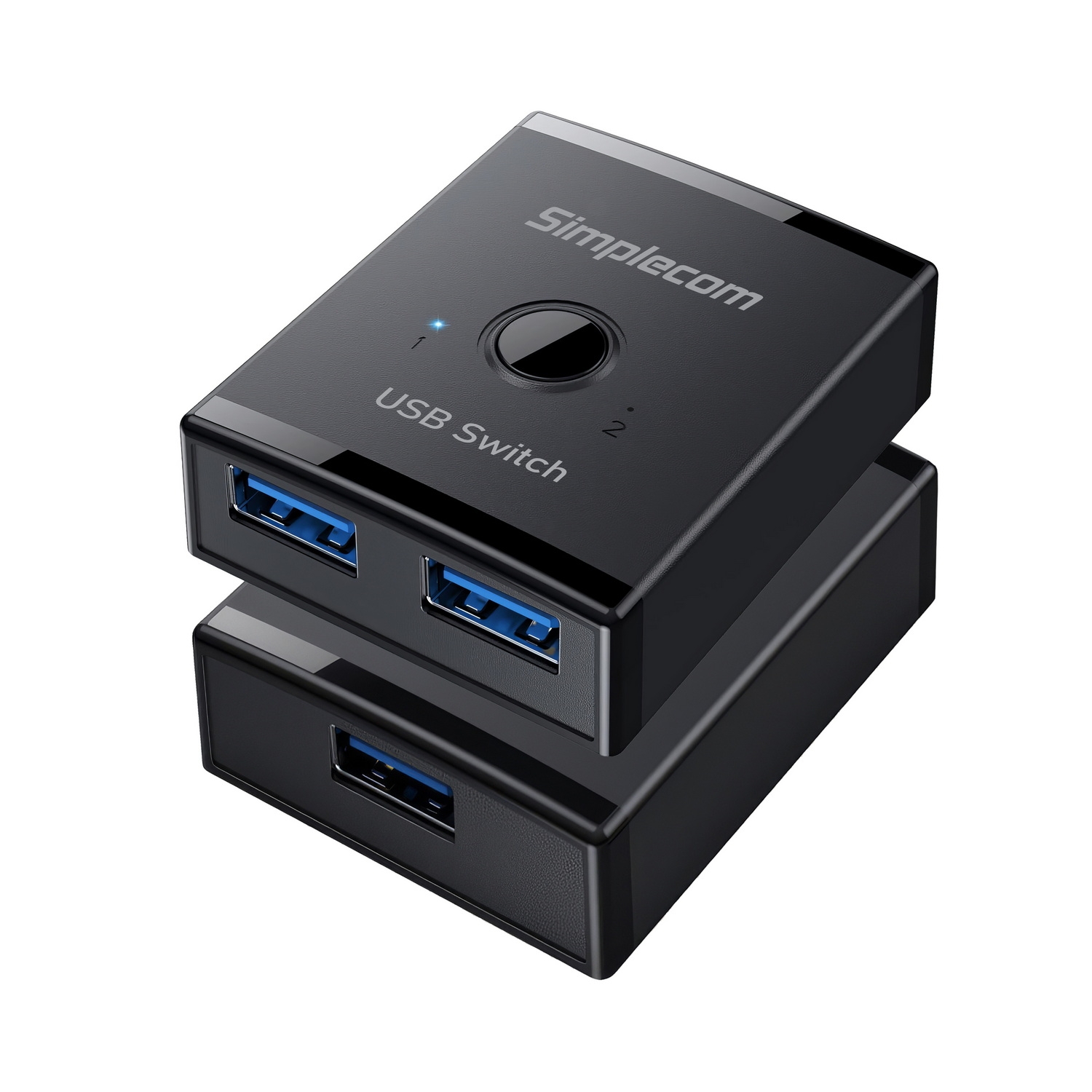V28-SIMKM125-202507081116-00 Simplecom KM125 Bi-Directional 2-Way USB 3.0 Switch 1 In 2 Out (2 In 1 Out) 5Gbps - Image 1
