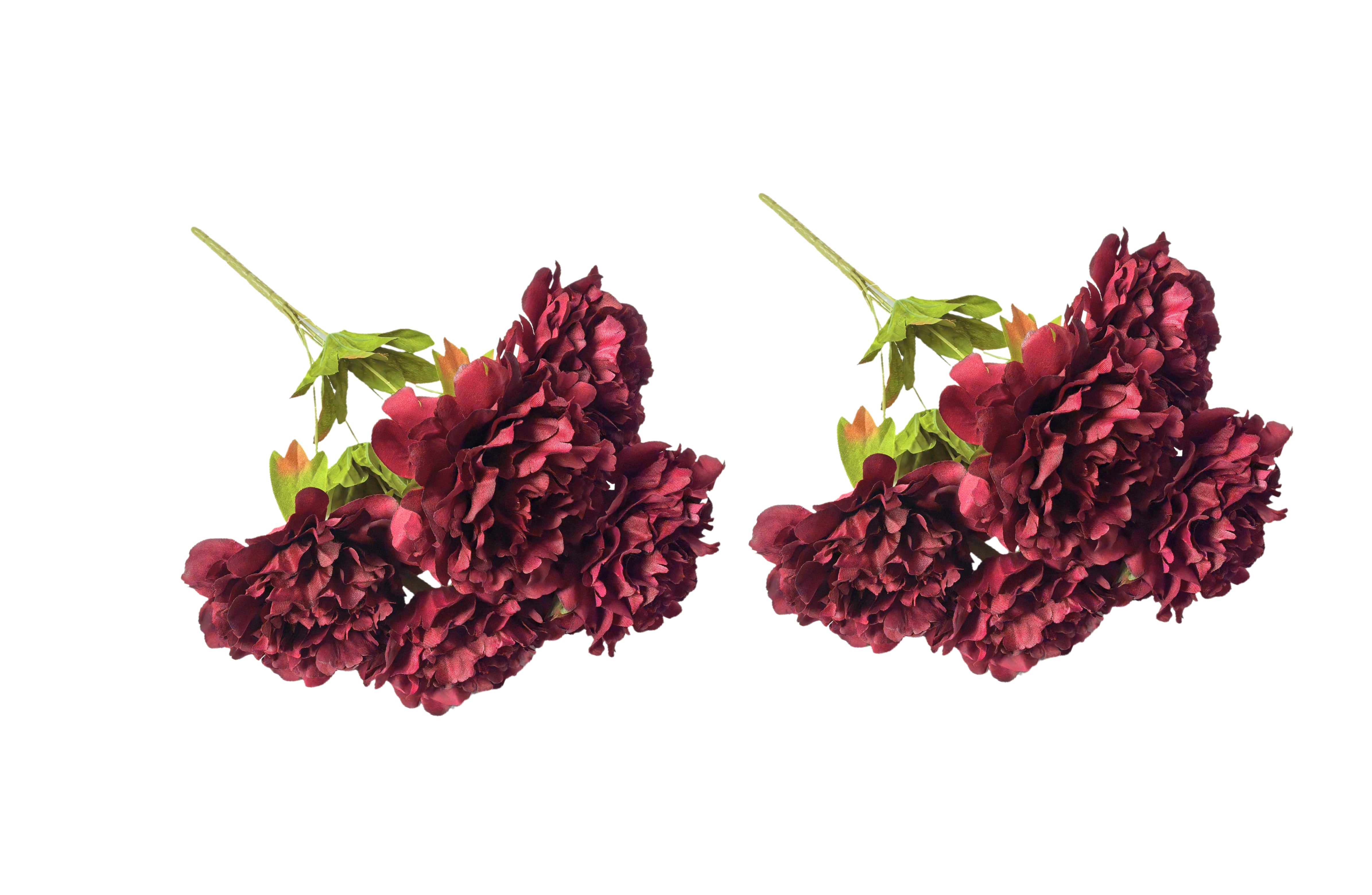 V292-HD-PLANT-BLOOMPEONY-45CM-MAROON-SO2-202509031647-00 Artificial Bloomed Peony Bunch – Set of 2 Bunches – 45cm with 5 Flowers Each - Maroon - Image 1