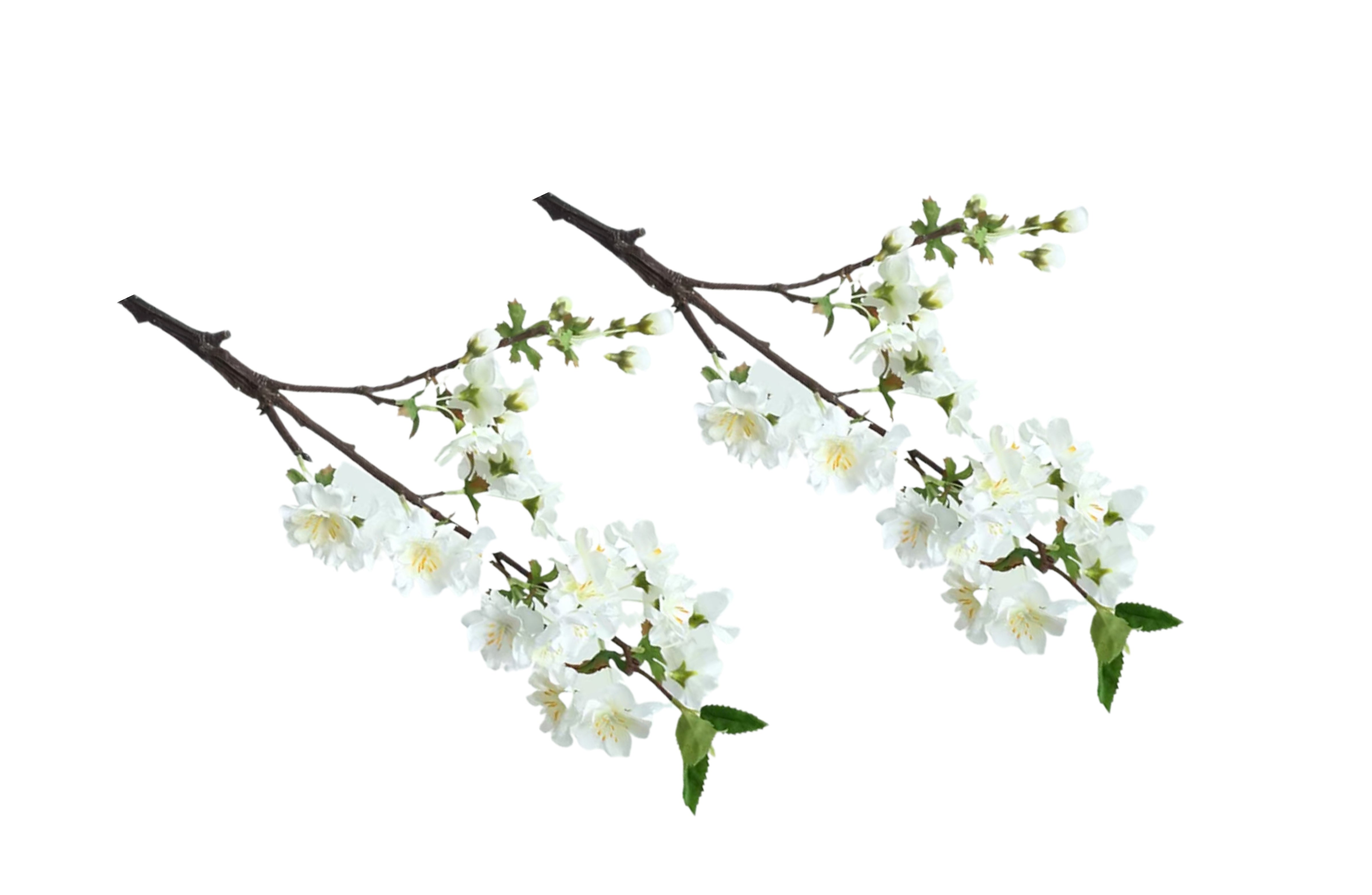 V292-HD-PLANT-CHERRYBLOSS-49CM-WHITE-SO2-202509031644-00 Artificial Single Stem Cherry Blossom 49cm -White - Set of 2 Bunch - Image 1