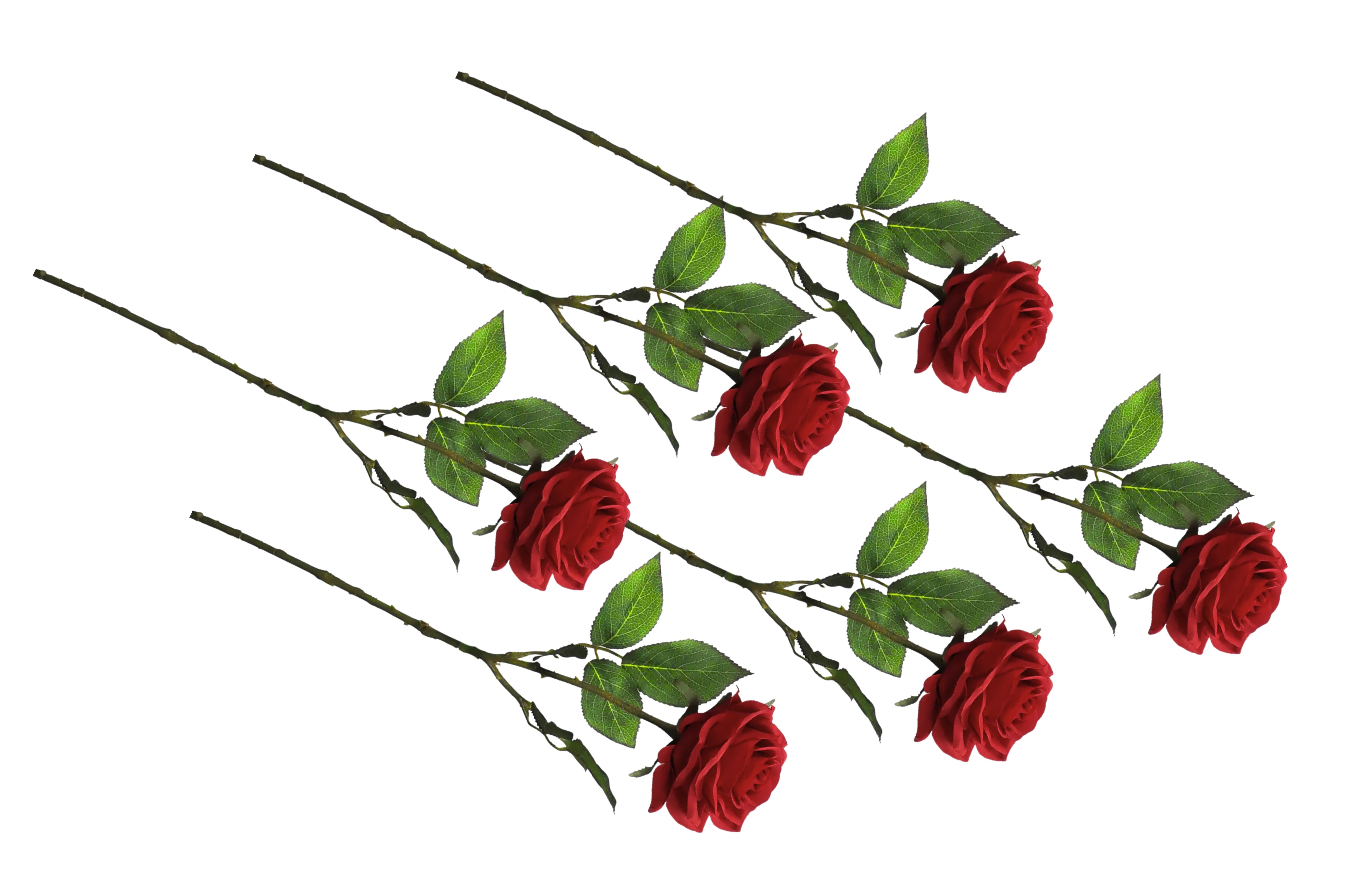 V292-HD-PLANT-STEMROSE-64CM-RED-SO6-202509031641-00 Artificial Single Stem Rose 64cm - Red- Set of 6 Stems - Image 1
