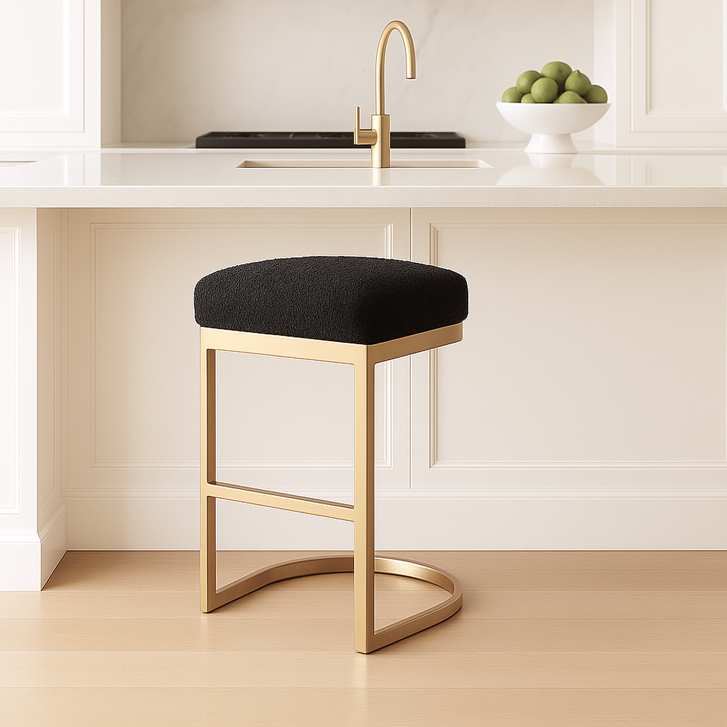 V355-IA-BS8-RB-202509221026-00 Interior Ave - Royale Black Boucle Kitchen Bar Stool - Image 1