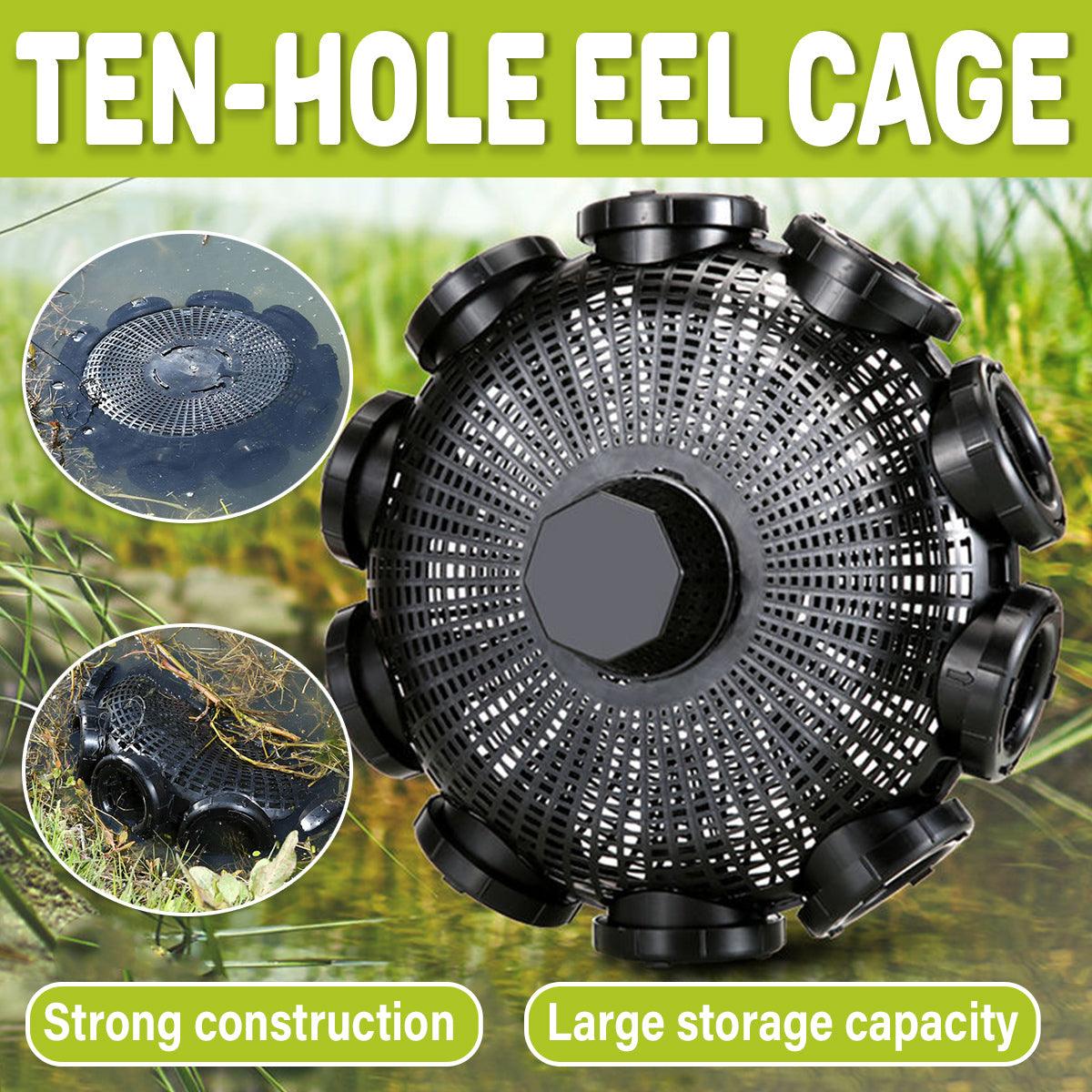 V528-10-HOLE-FISHING-CAGE-197725-202509251226-00 10Hole Eel Fishing Trap Cage Loach Fish Shrimp Net Folding Portable Catch Basket - Image 1