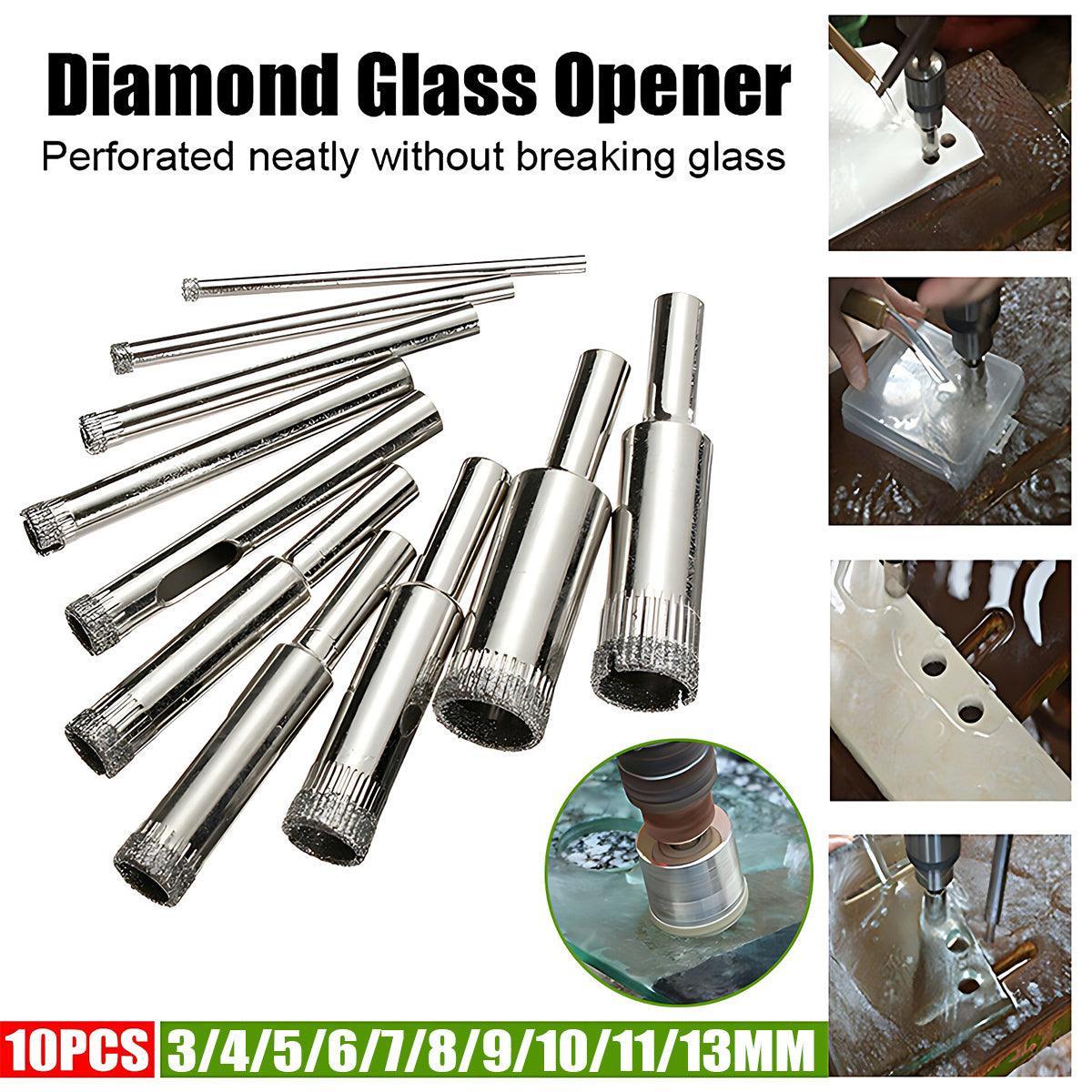 V528-10PCSHOLESAW-324548-202509251021-00 10 Pcs Diamond Glass Drill Bit Set Core Cutter & Saw Tool - Image 1