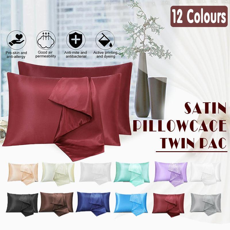 V528-2PILLOWCASE-LAKEBLUE12-53065-202510011136-00 2 Pack Satin Pillowcases Luxury Soft Cushion Covers Bedroom Home Decor - Lake Blue - Image 1