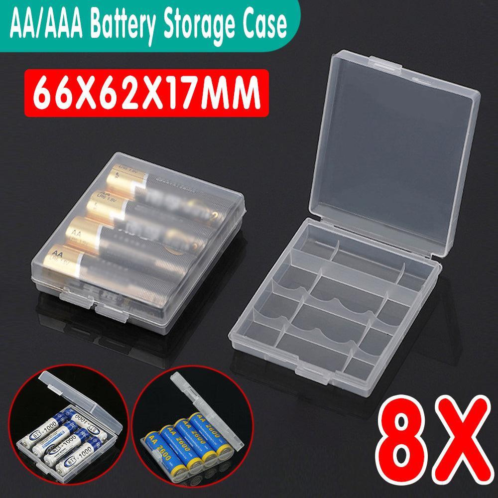 V528-8BATTERYBO-781196-202509291918-00 8X Clear Plastic Aa Aaa Battery Box Storage Case Cover Batteries Holder - Image 1