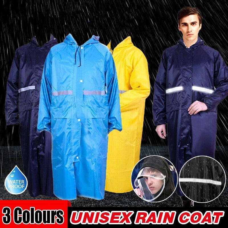 V528-9360101057428-202510010700-00 Men's Overalls Waterproof Raincoat Lightweight Work Hooded Long Coats RAIN COAT XL Size - Blue - Image 1