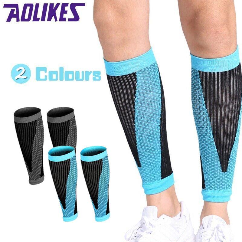 V528-9360312011554-202509302136-00 Aolikes L Size Compression Calf Sleeve Leg Brace Support Pain Relief Gym Running - Blue - Image 1