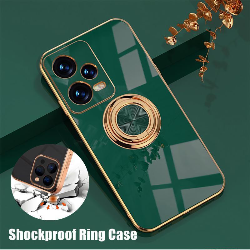 V528-9360312110059-202510010336-00 Dark Green Luxury Shockproof Silicone Ring Case Stand Cover for iPhone 14 13 12 Pro Max - iPhone 14 Pro - Image 1