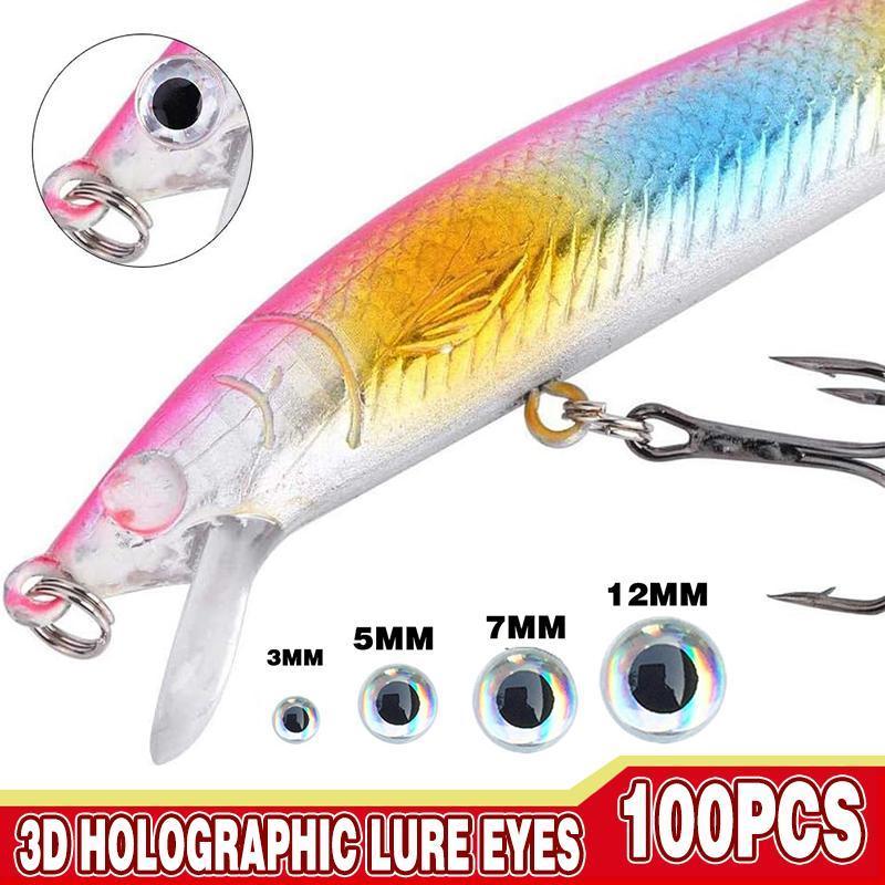 V528-9360312204253-202510011136-00 100PCS Fish Eyes 3D Holographic Lure Eyes Fly Tying Jigs Crafts Dolls - 100PCS / 5mm / Silver - Image 1