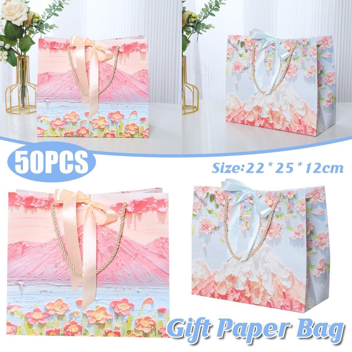 V528-BAG-50PCS-B-765241-202510010900-00 50PCS Cloud Mountain Petals Cream Wind Stereo Oil Painting Paper for Gift Wrapping - B - Image 1