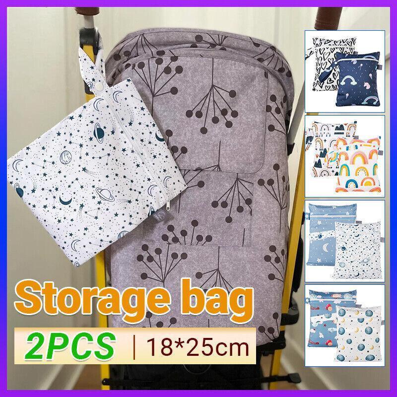 V528-BAGS-ES075-011-2PCS-975604-202509291818-00 2Pcs/Set 18 X 25Cm Small Waterproof Wet Bag Stroller Hanging Organizer Bag - ES075-011 - Image 1