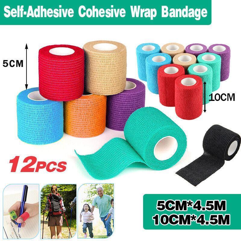 V528-BANDAGE-BLACK5CM-4-5M12PCS-78421-202510010445-00 12× Multi-Size Self-Adhesive Cohesive Pet Bandage Wraps - 12PCS Black(5CM*4.5M) - Image 1