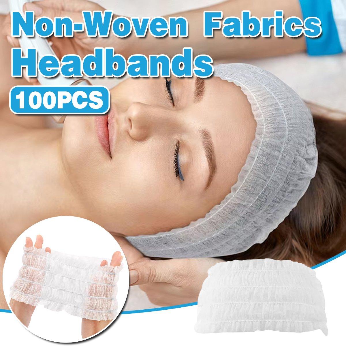 V528-BANDEAU-100PCS-656662-202509291500-00 100 Beauty Salon Care Non-woven Hair Band White Edge Band Disposable Hair Net - Image 1